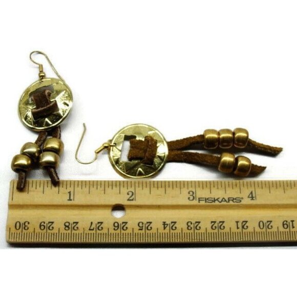 Layered Stone Silver Tone Vertical Drop Dangle Hook Earrings Womans - Picture 4 of 8